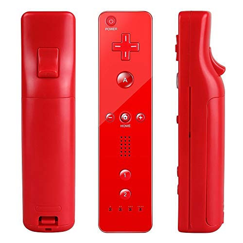 AeeYui Mando a Distancia para Wii/Wii U, Controlador de Juegos para Nintendo Wii, Mando a Distancia con Funda de Silicona y Muñequera(Rojo)