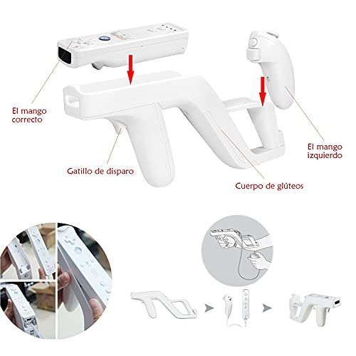 AeeYui Pistola Zapper para Wii,2 Zapper Pistola Gun Attachment Compatible para Mando Control Nintendo Wii Remote Nunchuck Shoot Juegos deportivos,Resident Evil,Call of Duty,Consola Wii Segunda Mano