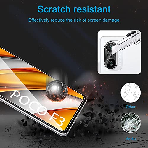 Aerku Protector de Pantalla para Xiaomi Poco F3 / Xiaomi MI 11i [2 Piezas] + Protector de Lente de Cámara [2 Piezas], 9H HD Alta Sensibilidad Cristal Templado [ Transparente]