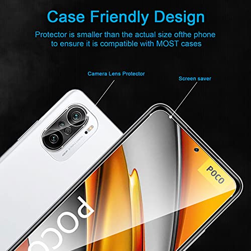 Aerku Protector de Pantalla para Xiaomi Poco F3 / Xiaomi MI 11i [2 Piezas] + Protector de Lente de Cámara [2 Piezas], 9H HD Alta Sensibilidad Cristal Templado [ Transparente]