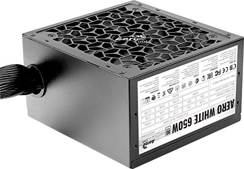 Aerocool Aero White 650W Fuente Alimentación, 80Plus 230V, Silencioso, Negro