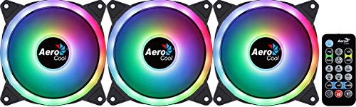 Aerocool DUO12PRO, Kit 3 Ventiladores 120mm, ARGB LED Dual Ring, Antivibración