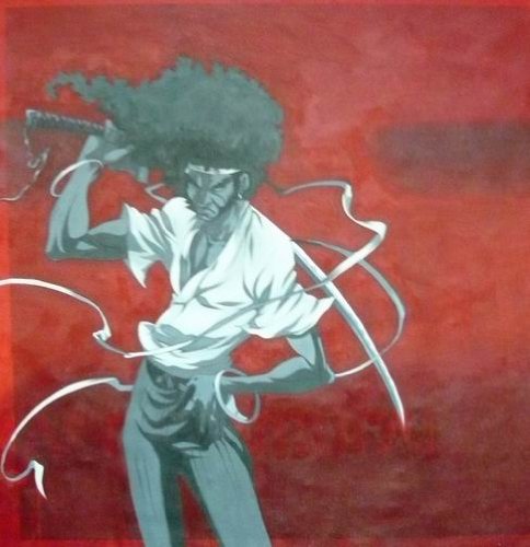Afro Samurai versión 3 28 x 28 pulgada pintura al óleo. Pintado a mano obra de arte, NO un Giclée, cartel o lona impresa. Este es un hermoso de la interpretación de los Afro Samurai. Pinceladas y textura son evidentes y es menos una masa producido cartel 