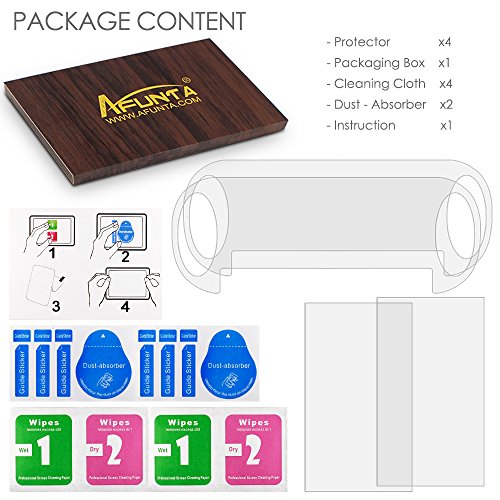 AFUNTA 2 Pack (4 piezas) de Vidrio Templado para Pantalla Frontal y HD Película de PET Transparente para la Parte Posterior, PS Vita PSV 1000 Accesorios de Película