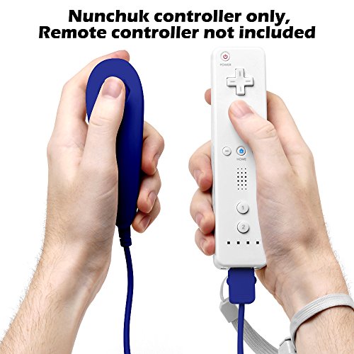 AFUNTA Nunchuck Controlador Gamepad para Nintendo Wii U, 2 Packs Reemplazo Mando para Wii U Videojuego - Azul Oscuro