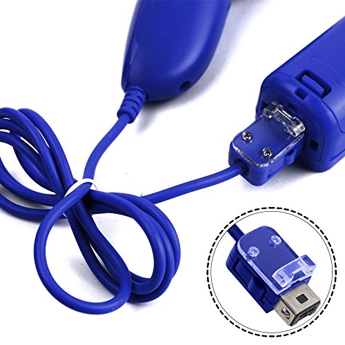 AFUNTA Nunchuck Controlador Gamepad para Nintendo Wii U, 2 Packs Reemplazo Mando para Wii U Videojuego - Azul Oscuro