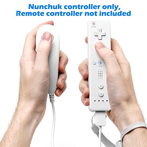 AFUNTA Nunchuck Controlador Gamepad para Nintendo Wii U, 2 Packs Reemplazo Mando para Wii U Videojuego - Negro, Blanco