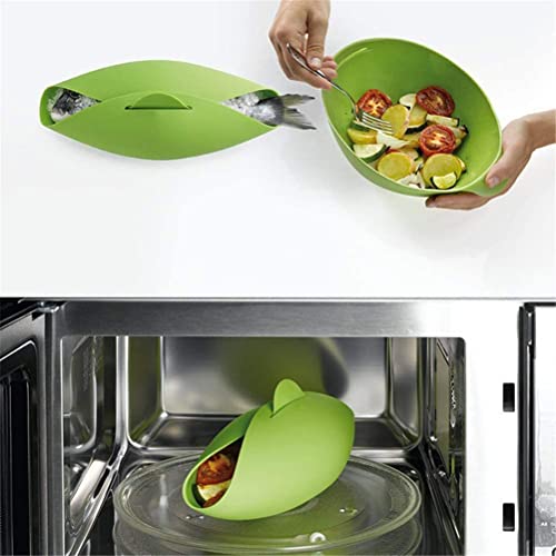 AGKU Silicone Steamed Fish Bowl, All-Purpose Foldable Silicone Cooking Pocket, Reuseable Microwave Vegetable Steamer, Kitchen Cooking Tools