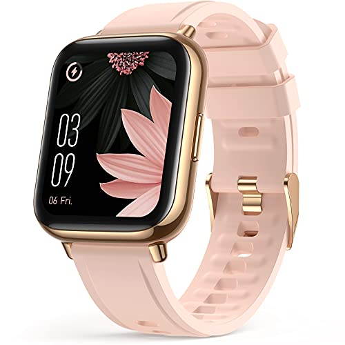 AGPTEK Smartwatch Mujer, 1.69'' Reloj Inteligente Deportivo Impermeable IP68 con SpO2 Oxígeno en Sangre Monitor de Frecuencia Cardíaca, Sueño Podómetro y Calorías, Rosa