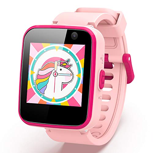 AGPTEK Smartwatch Niños, 8GB Reloj Inteligente de MP3 Música 1.54 Pantalla Táctil en Color con Llamada SOS Linterna Cámara MP3 Juegos Regalo para Navidad Cumpleaños, Rosa