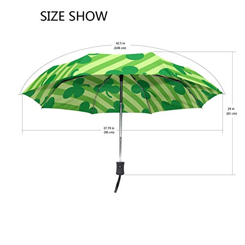Ahomy Art - Paraguas de 3 pliegues para el día de San Patricio, resistente al viento, anti-UV, para lluvia, apertura y cierre automático