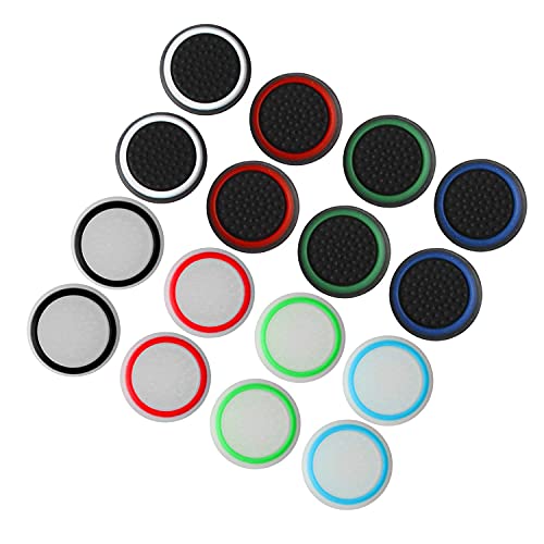 Aibadaliu Cubierta Protectora de Apretones de Pulgar de Silicona para PS5，PS4, Xbox 360, PS3 Controladores, 8 Pares, Colores Mezclados