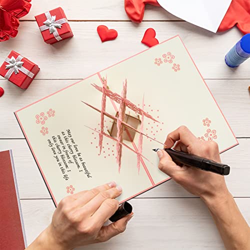 AIBAOBAO tarjeta felicitacion boda, Rosa Sakura Romántica Tarjeta Cumpleaños, tarjeta boda Pop Up 3D de fiesta san valentin, Novias, Aniversario, Felicitación de Boda Invitación