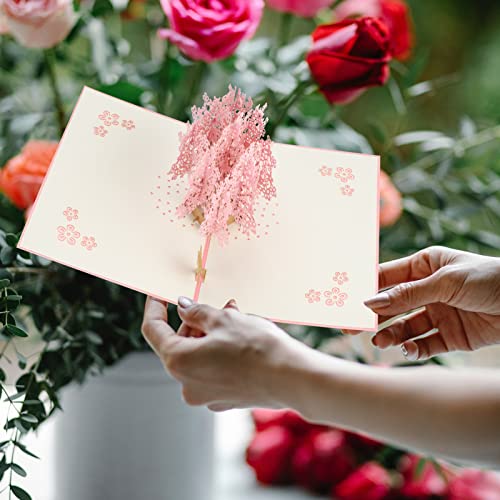 AIBAOBAO tarjeta felicitacion boda, Rosa Sakura Romántica Tarjeta Cumpleaños, tarjeta boda Pop Up 3D de fiesta san valentin, Novias, Aniversario, Felicitación de Boda Invitación