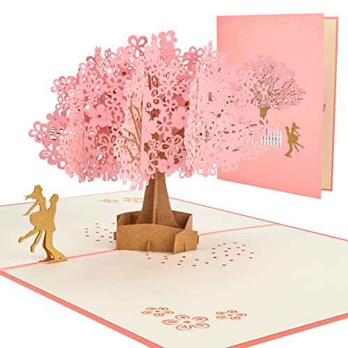 AIBAOBAO tarjeta felicitacion boda, Rosa Sakura Romántica Tarjeta Cumpleaños, tarjeta boda Pop Up 3D de fiesta san valentin, Novias, Aniversario, Felicitación de Boda Invitación