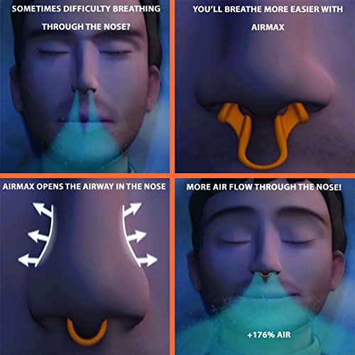 Airmax Sport mediano - Dilatador nasal para respirar mejor. Optimización del oxígeno del 176 %. Especialmente desarrollado para usarlo durante el ejercicio físico. Airmax es usado por atletas profesionales. Paquete mediano 1 + 1 gratis