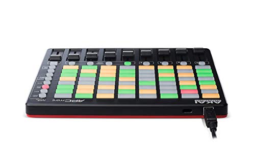 AKAI Professional APC MINI - controlador USB MIDI compacto y mezclador MIDI con disparador de clips de 64 botones para producción musical, integración total con Ableton Live, pack de software incluido