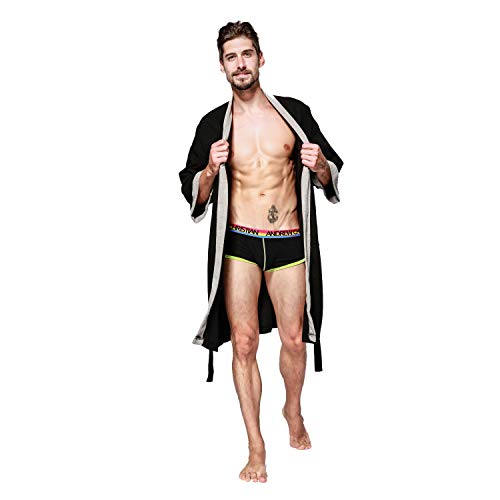 Albornoz de poliéster Ligero de algodón Trenzado para Hombre Unisex Blanco con Cuello Chal