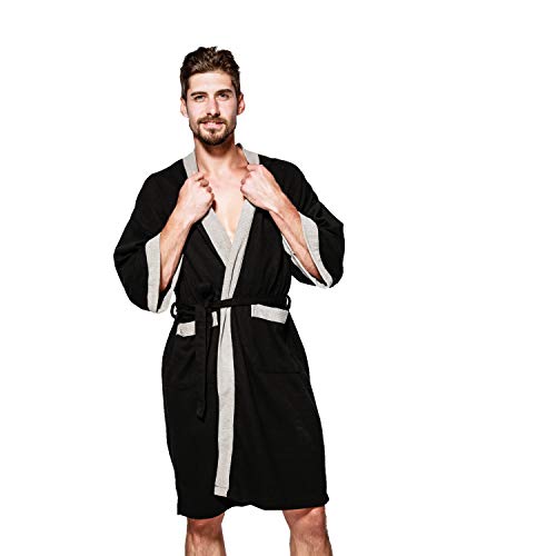 Albornoz de poliéster Ligero de algodón Trenzado para Hombre Unisex Blanco con Cuello Chal