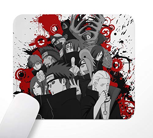Alfombrilla de ratón para escritorio de juegos, diseño de anime Naruto Akatsuki, antideslizante, con base de goma, 24 x 20 cm, ordenador PC, con superficie textil suave y efecto antiestático