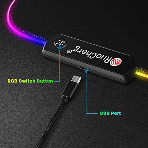 Alfombrilla Gaming XL RGB Alfombrilla de Ratón para Juegos LED Grandes 12 Modos de Iluminación Superficie Impermeable Base de Goma Antideslizante para Jugadores, PC y Portátiles