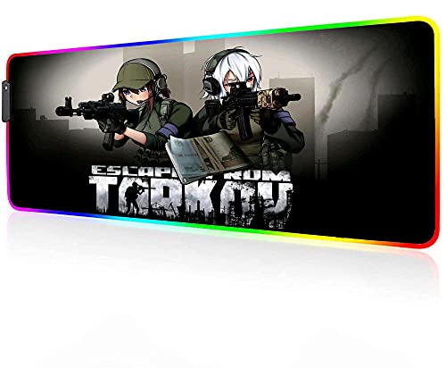 Alfombrillas de ratón de Anime RGB Escape from Tarkov, Impermeable, Colorida, Iluminación LED, Alfombrilla de Escritorio Juegos Pc, Ordenador Portátil, 400X900X4Mm