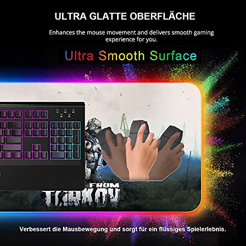 Alfombrillas de ratón Escape from Tarkov RGB Alfombrilla Granteclado Led Alfombrilla Pc Escritorio Juegos Computadora, 31,49 Pulgadas X 12 Pulgadas