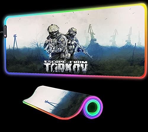 Alfombrillas de ratón Escape from Tarkov RGB Alfombrilla Granteclado Led Alfombrilla Pc Escritorio Juegos Computadora, 31,49 Pulgadas X 12 Pulgadas