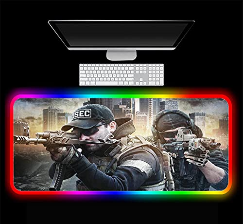 Alfombrillas de ratón Escape from Tarkov RGB Juegos, Alfombrilla Escritorio Led Computadora Teclado, Alfombrilla Pc Retroiluminación, 35,43 Pulgadas X 15,74 Pulgadas