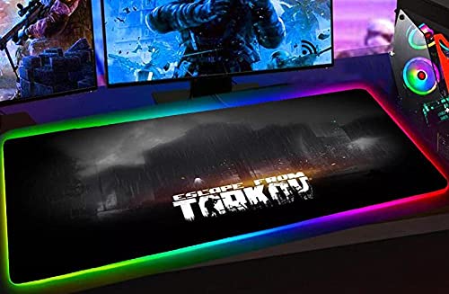 Alfombrillas de ratón RGB de Escape from Tarkov, Alfombrilla de Teclado para Juegos de Goma Antideslizante LED Grande para Ordenador Gamer PC 600x300x4mm