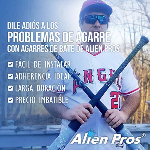 Alien Pros - Cinta de Agarre para Béisbol (2 Grips, Verde), Esparadrapo Precortado para Bates, 1.1 mm de Grosor, Sensación Profesional, Forra tu Bate para un Home Run Épico