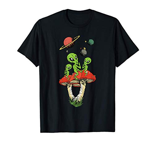 Alien Riding Monster Mushroom Space Planet Novelty Gifts Camiseta