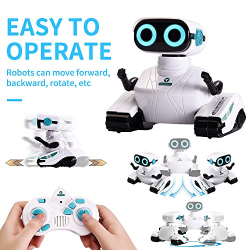ALLCELE Robot Teledirigido de Juguete para Niños, Juguetes Vehículos con Control Remoto 2.4G, Ojos LED, Regalos de Cumpleaños Navideños Ideales para Niños de 6 Años en Adelante (Blanco)