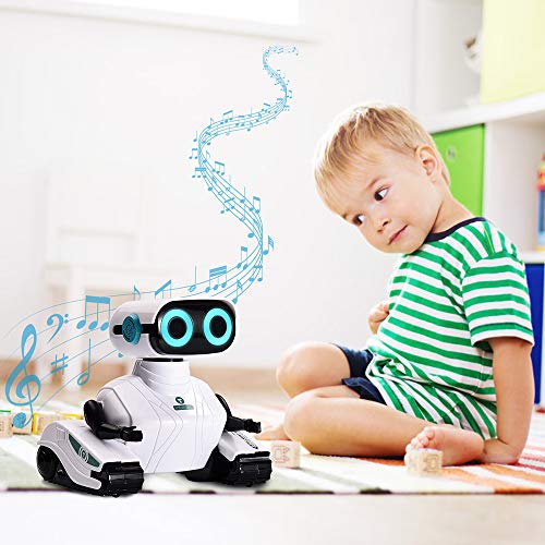 ALLCELE Robot Teledirigido de Juguete para Niños, Juguetes Vehículos con Control Remoto 2.4G, Ojos LED, Regalos de Cumpleaños Navideños Ideales para Niños de 6 Años en Adelante (Blanco)