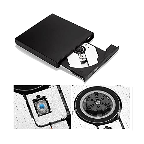 Alliteqwe Lector óptico externo delgado USB 2.0, reproductor de DVD ROM, grabador de CD-RW, Plug y para ordenador portátil