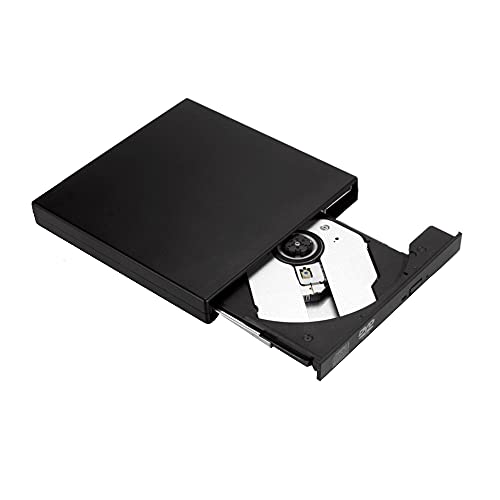 Alliteqwe Lector óptico externo delgado USB 2.0, reproductor de DVD ROM, grabador de CD-RW, Plug y para ordenador portátil