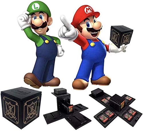 ALOUWEEKUKY Funda de Juego - Compatible para Nintendo Switch Compatible con hasta 16 Juegos de Nintendo Switch Organizador de Tarjeta de Juego Contenedor de Viaje (Calavera Negra)