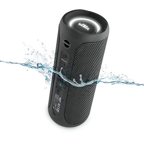 Altavoz Goody 2 de Vieta Pro, con Bluetooth 5.0, True Wireless, Micrófono, Radio FM, 12 Horas de batería, Resistencia al Agua IPX7, Entrada Auxiliar y botón Directo al Asistente Virtual; Color Negro.