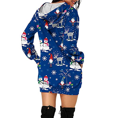 Alueeu Vestido Mujer Navidad Sexy Suéter Elegante Manga Larga Sudadera con Capucha Cuello Redondo Navideño Abrigo Deportiva Falda Largo Hoodie Pullover Casual Jerseys Otoño Invierno