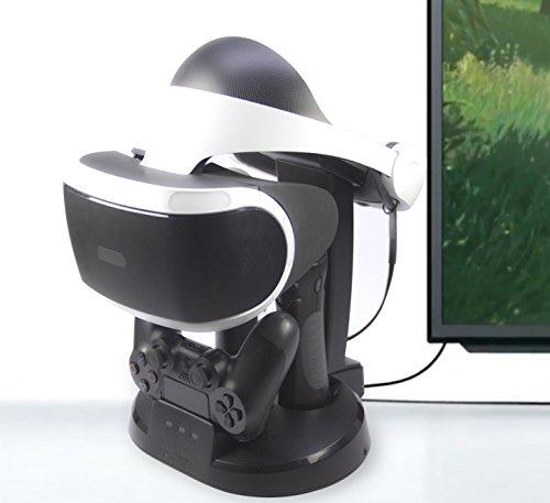 Amazon Basics - Estación de carga y expositor para PlayStation VR, Negro (Para CECH-ZCM1x series PS Move Motion Controller )