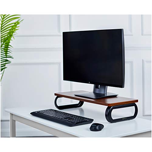 Amazon Basics – Soporte de madera para monitor, elevador de ordenador, Nuez