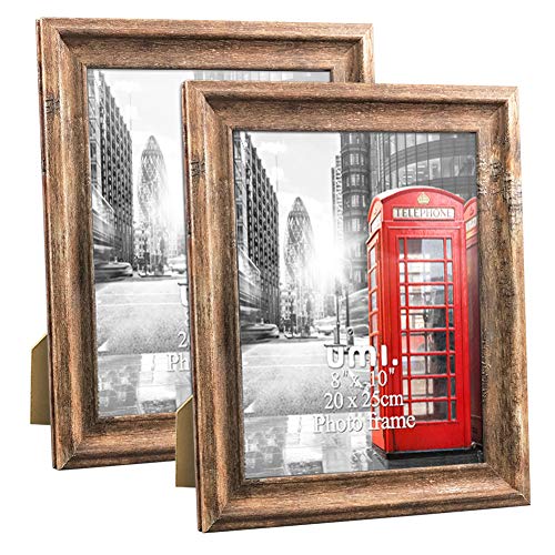 Amazon Brand - Umi Marco de Foto 20x25 de Madera, Portafotos Rustico para Pared o Mesa, Set de 2