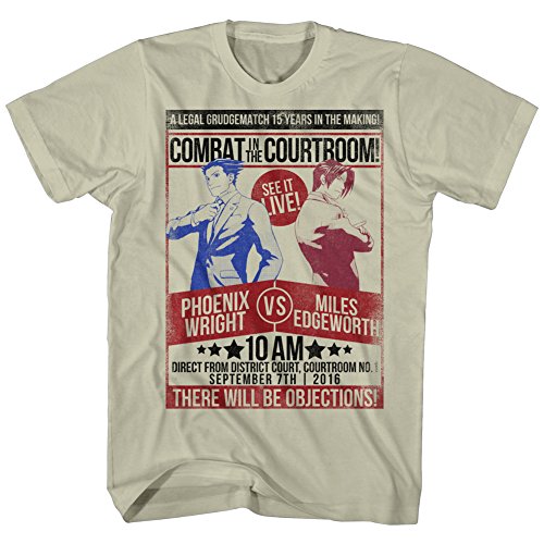 American Classics Ace Attorney Defense Trial Video Game Combat Phoenix Vs Edgeworth Camiseta para adulto Beige beige M