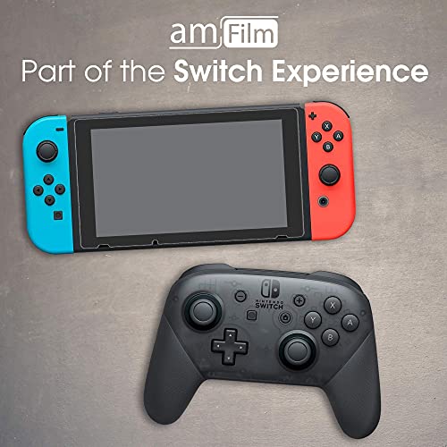 amFilm Protector Pantalla (2 Piezas) para Nintendo Switch, Cristal Vidrio Templado Protector de Pantalla para Nintendo Switch