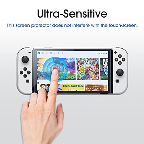 amFilm Protector Pantalla (3 Piezas) para Nintendo Switch OLED model 2021, Cristal Vidrio Templado Protector de Pantalla para Nintendo Switch OLED
