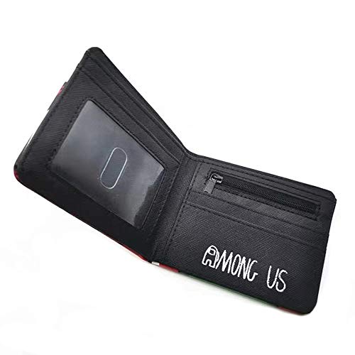 Among Us Cartera de Cuero, Cartera Plegable Delgada, Juego de Dibujos Animados Cartera Corta Fibra Superfina PU Accesorio de Cuero Sintético para Niños y Niñas, Regalos para fanáticos del juego (Q)