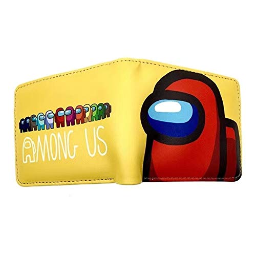 Among Us Cartera de Cuero, Cartera Plegable Delgada, Juego de Dibujos Animados Cartera Corta Fibra Superfina PU Accesorio de Cuero Sintético para Niños y Niñas, Regalos para fanáticos del juego (Q)