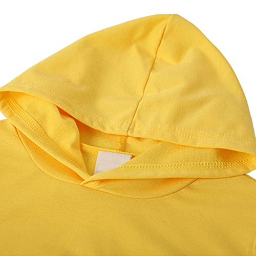 amropi Chándal Niños 2 Piezas Set Sudadera con Capucha y Pantalones Deportivo Jogging Adolescentes Conjunto Ropa (Amarillo,11-12 años)