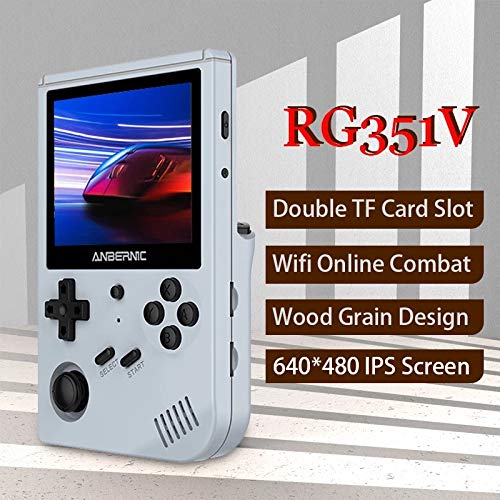 Anbernic RG351V Consolas de Juegos Portátil , Consola de Juegos Retro 3.5 Pulgadas IPS Built-in WiFi Online Sparring 64G TF Card 2500 Juegos Support PSP / PS1 / N64 / NDS (Gray)