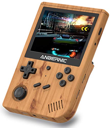 Anbernic RG351V Consolas de Juegos Portátil , Consola de Juegos Retro 3.5 Pulgadas IPS Built-in WiFi Online Sparring 64G TF Card 2500 Juegos Support PSP / PS1 / N64 / NDS (Wood Grain)